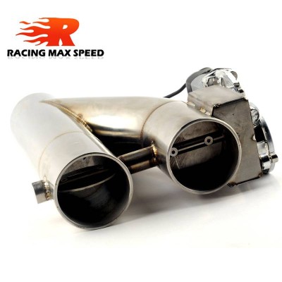 304 stainless steel type Y pipe adjustable car exhaust cutout HAVE TWO valve 12v electronic exhaust cutout   PP-YT30R